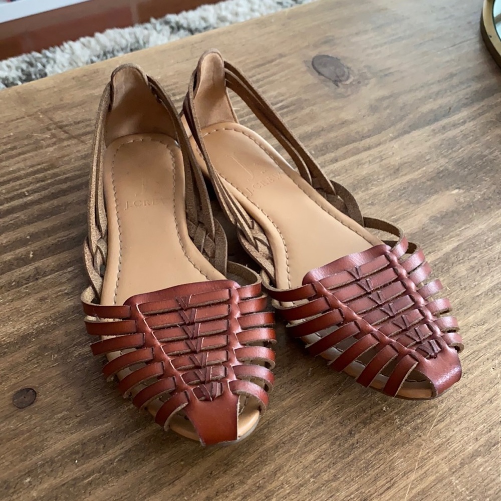 Jcrew brown huarache flats size 6.5